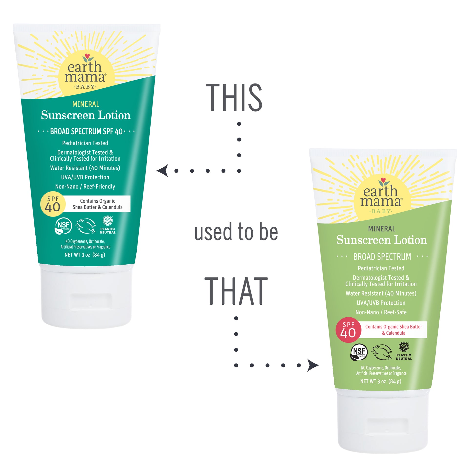 New packaging for Baby Mineral Sunscreen Lotion SPF 40