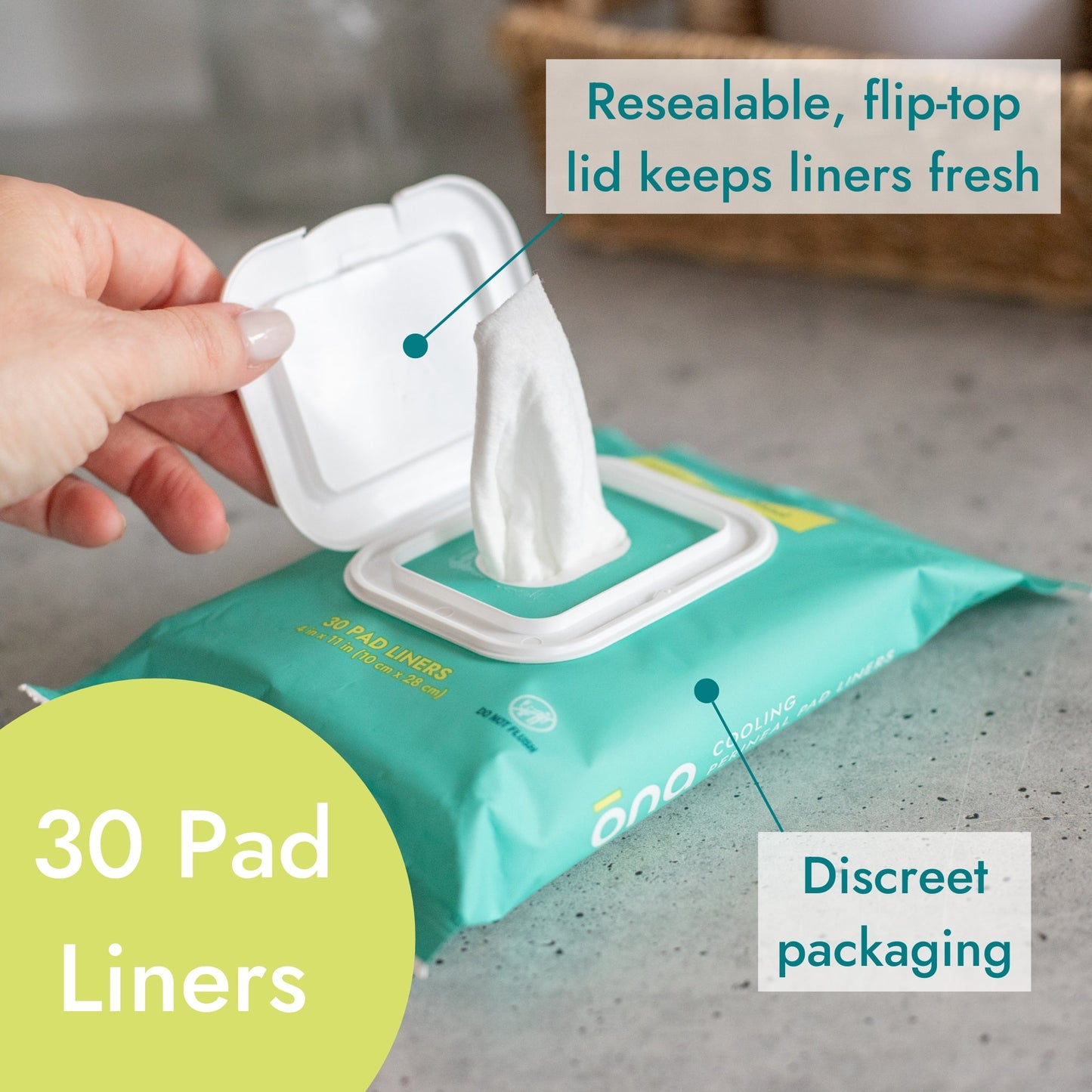 ona Postpartum Recovery Liners, Made with Witch Hazel, 30ct (Case of 12)