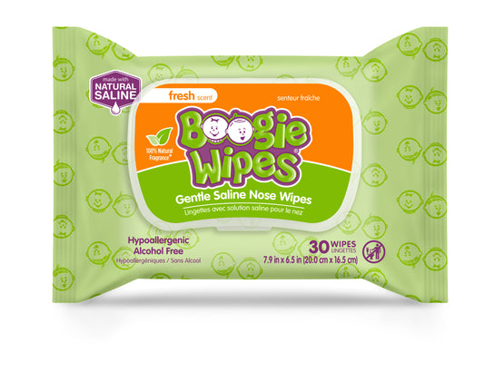 Boogie Saline Nose Wipes, Fresh, 30ct (Case of 12)